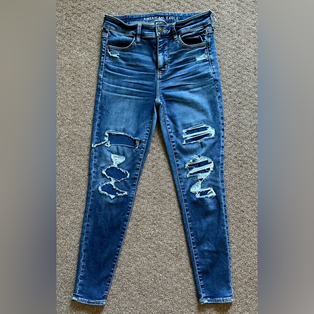 American Eagle Outfitters Ripped Blue Skinny Jeans